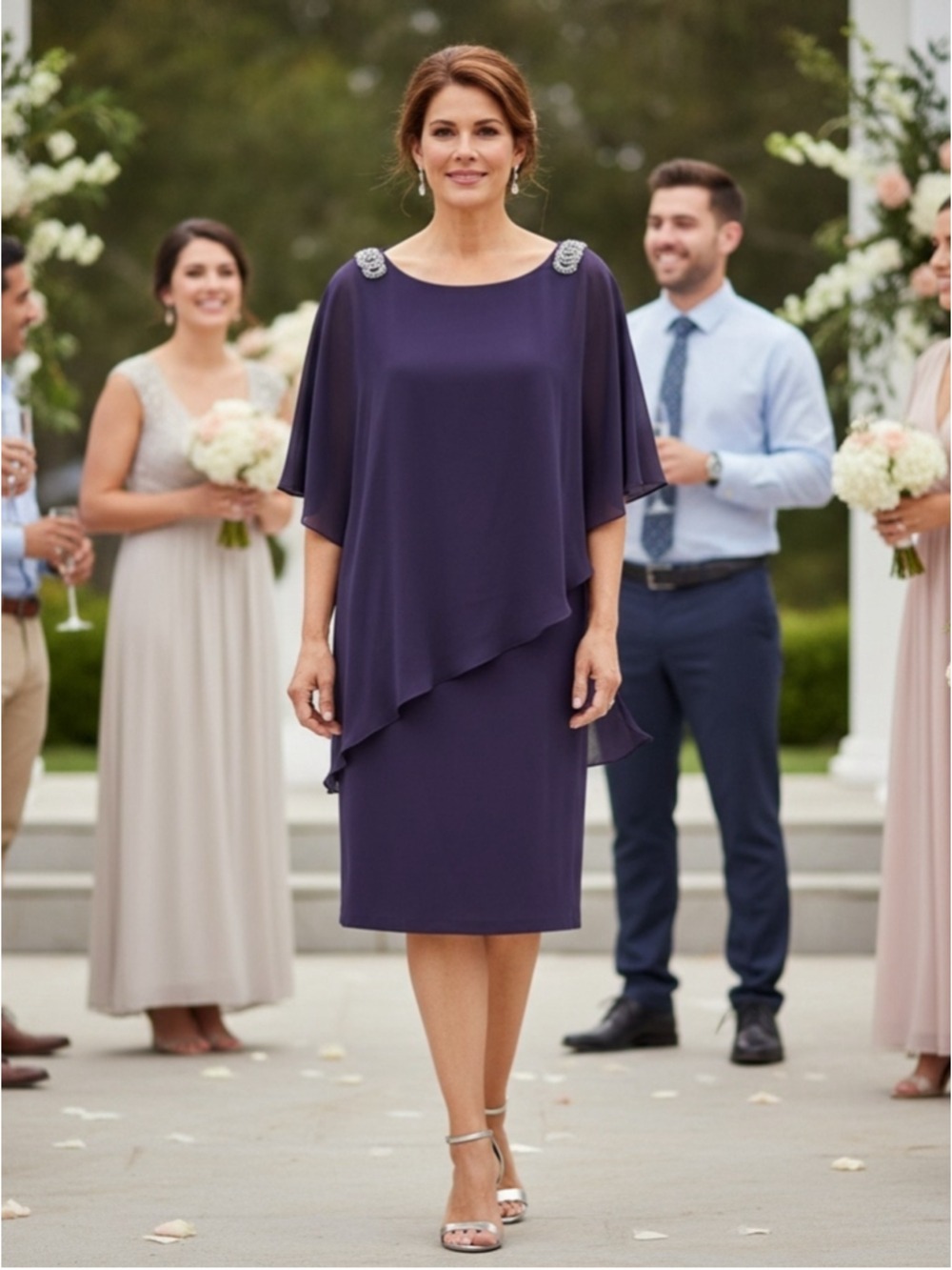 Scarlett Eggplant Chiffon Dress with rhinestones Size 10 NWT
